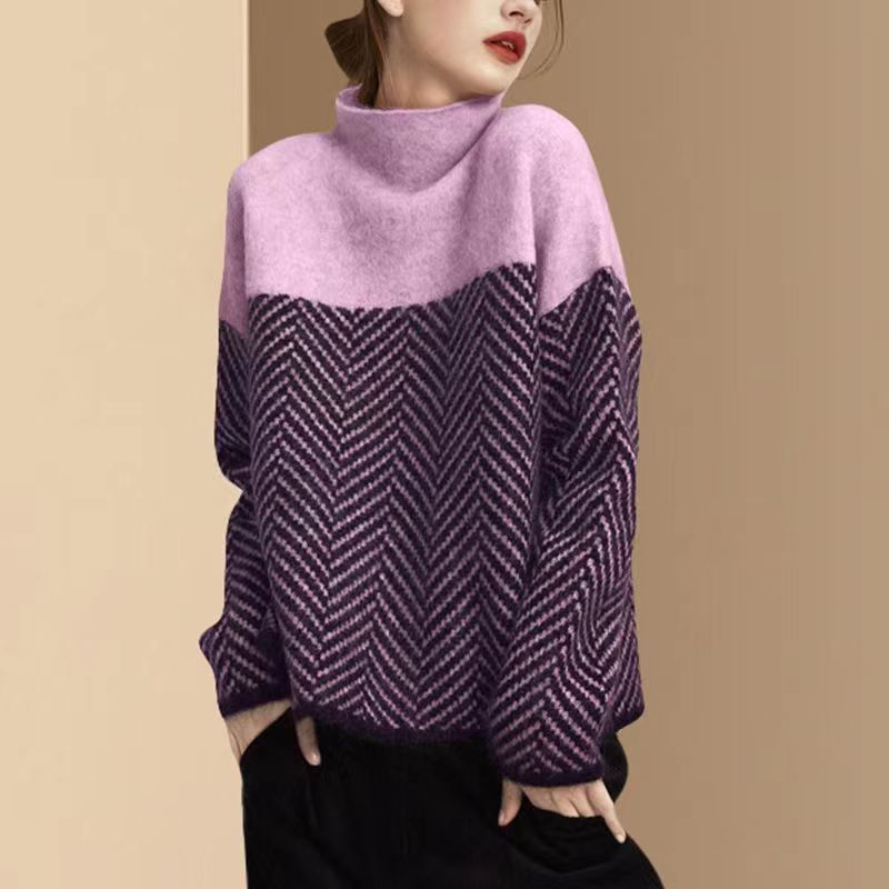 Suéter Feminino Contraste Gola Alta - Luana