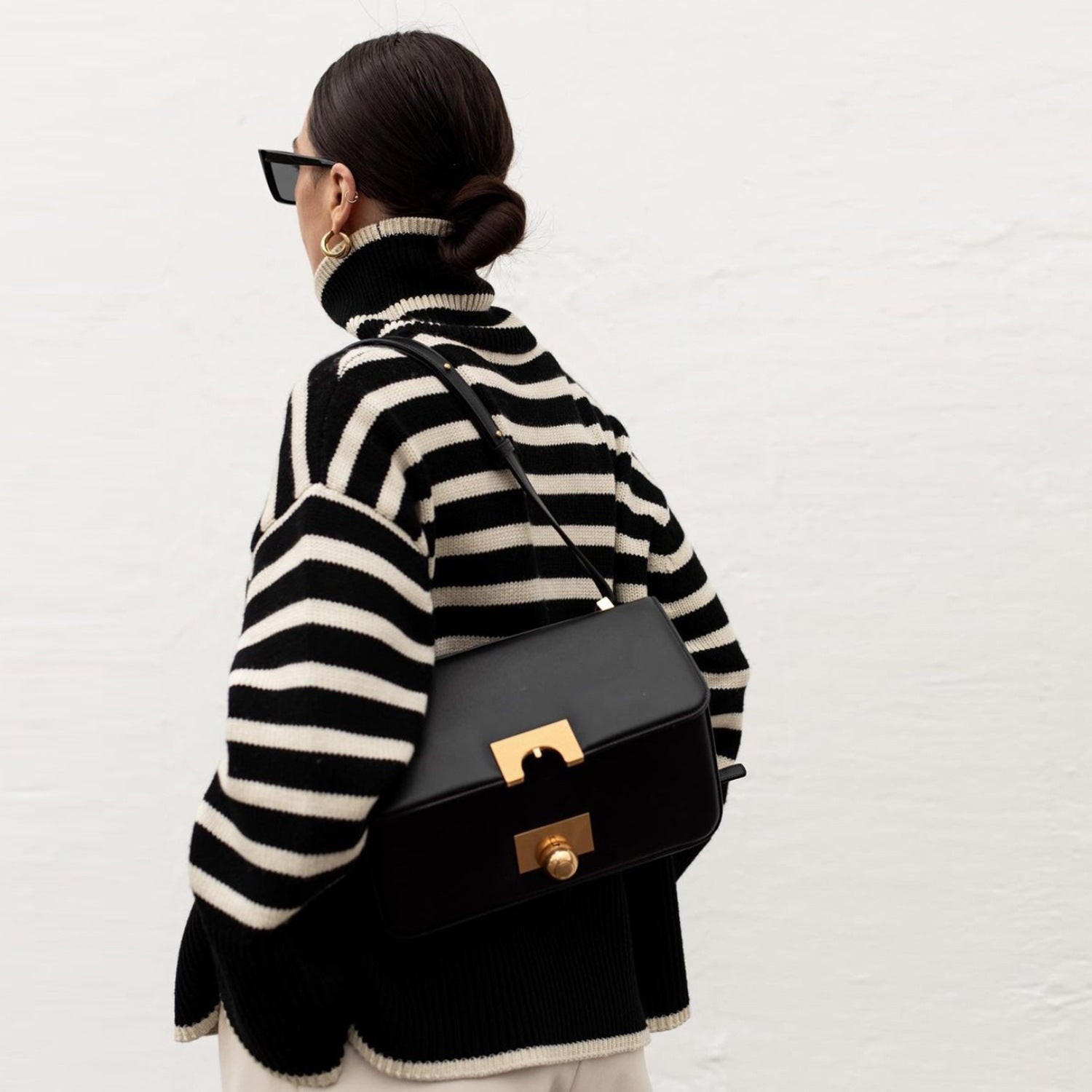 Suéter Feminino Listrado Oversize - Fashion Lux