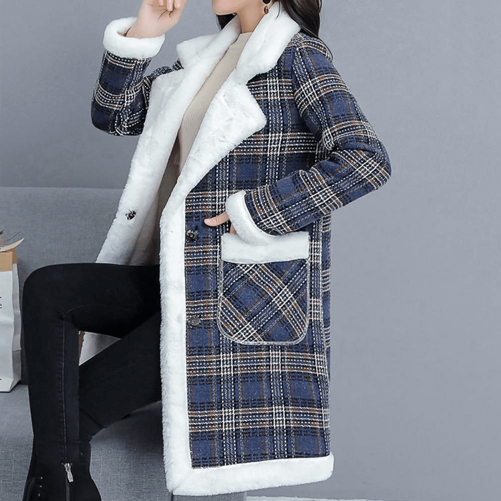 Casaco Feminino Xadrez Forrado em Lã - Luciana