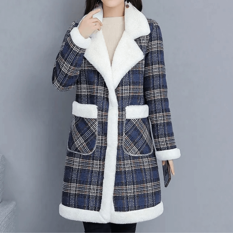 Casaco Feminino Xadrez Forrado em Lã - Luciana