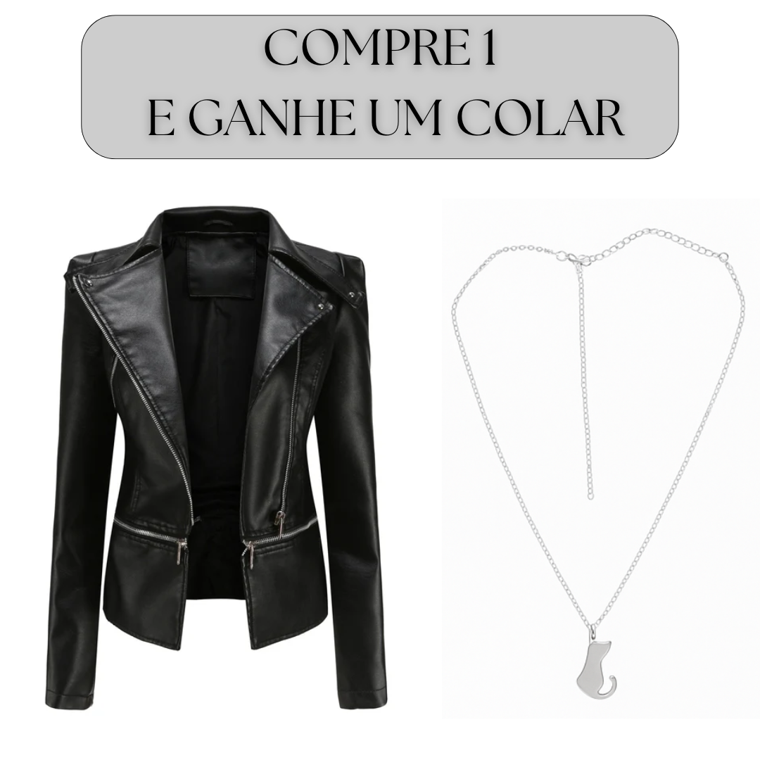 Jaqueta Feminina de Couro Legitimo Premium - Aurélia + Brinde Exclusivo