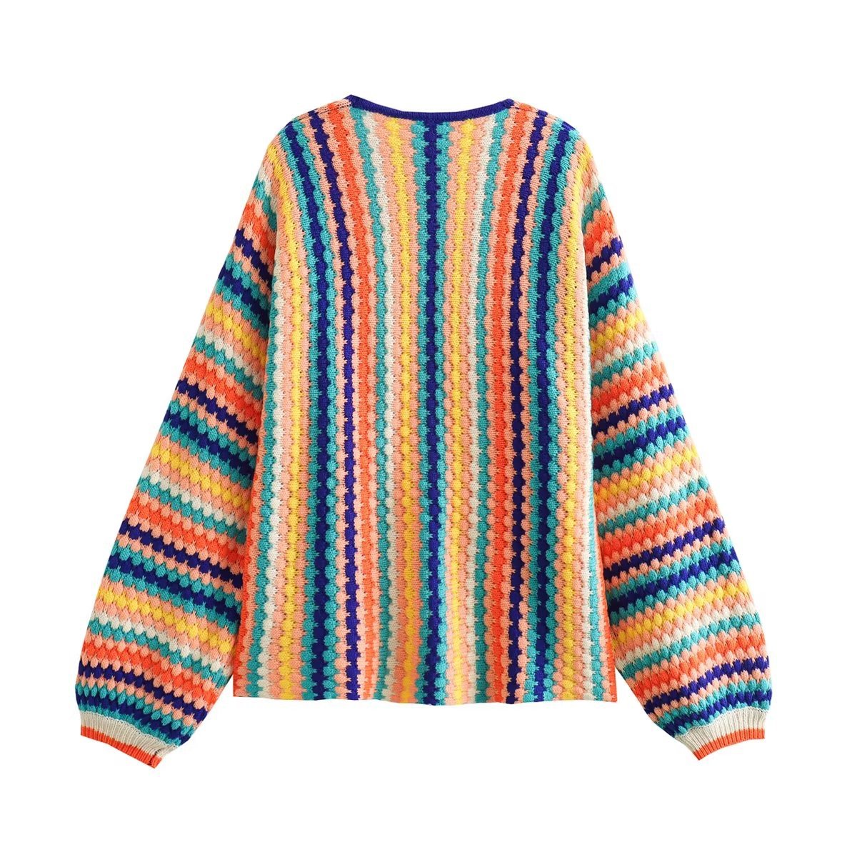 Casaco Feminino em Tricot Vibrante com Listras – Brigitte