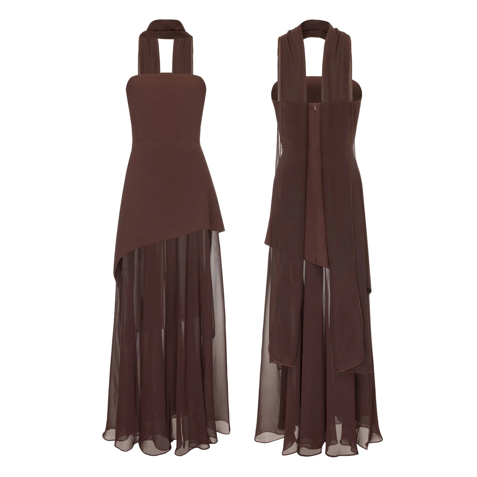 Vestido Longo Elegante com Cachecol - Lysandra