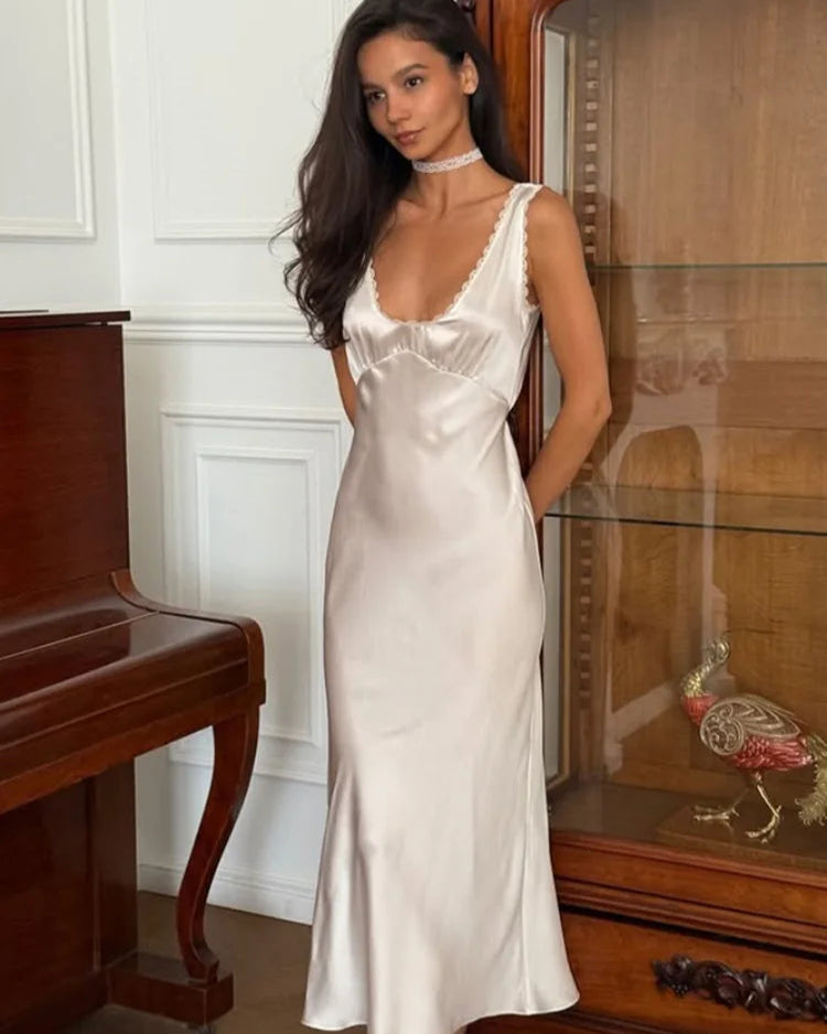 Vestido Longo com Decote em V - Vanya