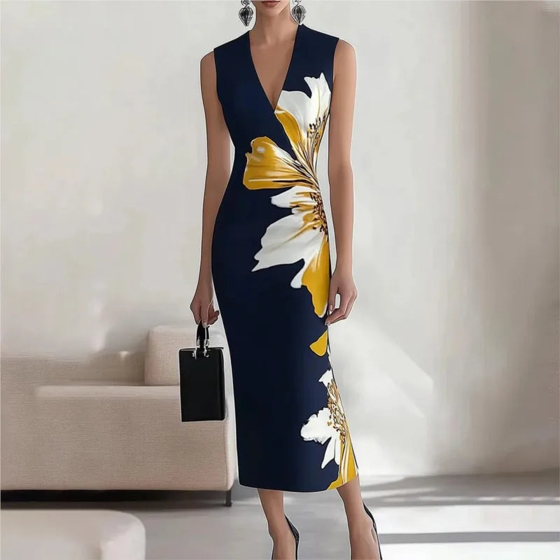 Vestido Longo Elegante com Estampa Floral - Gwenaelle