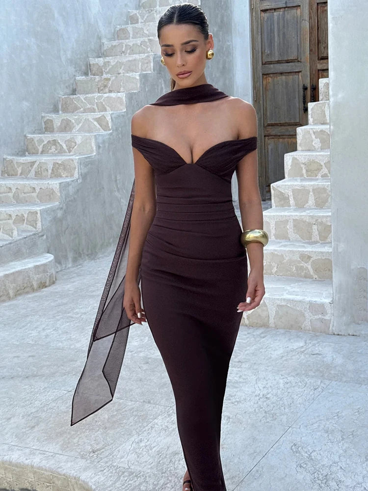 Vestido Longo com Manga sem Alças - Belen