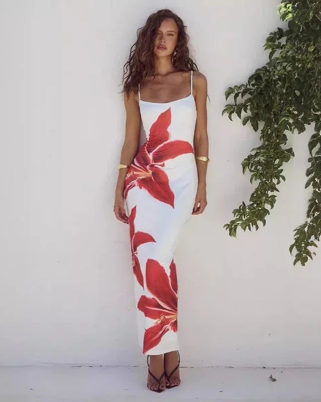 Vestido Longo com Estampa Floral Toque Natural - Aitana