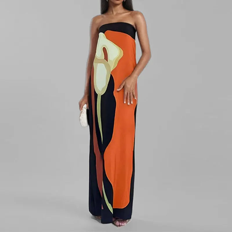 Vestido Longo Elegante com Estampa Floral - Isabeau