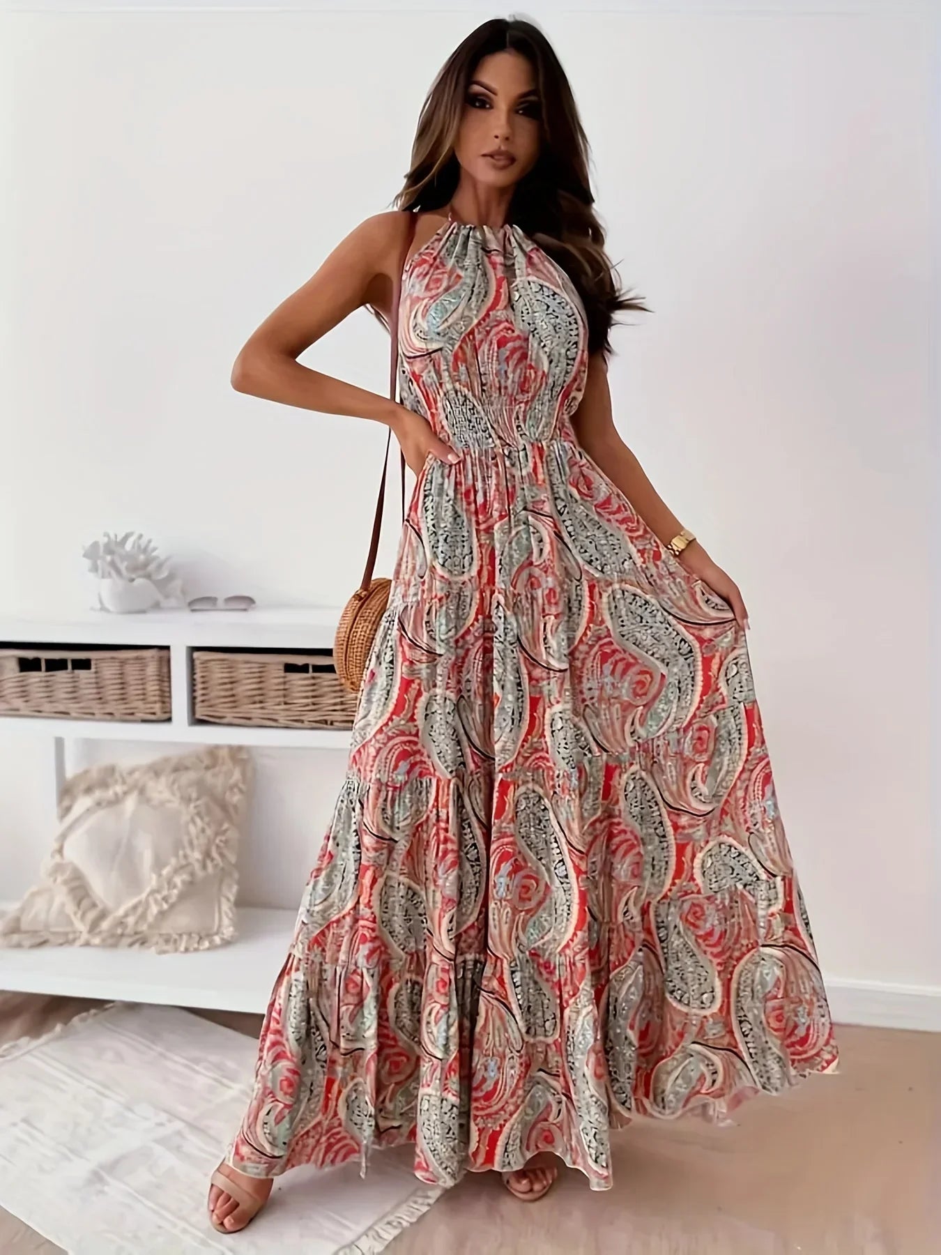 Vestido Midi Visual Feminino Casual e Versátil - Elise