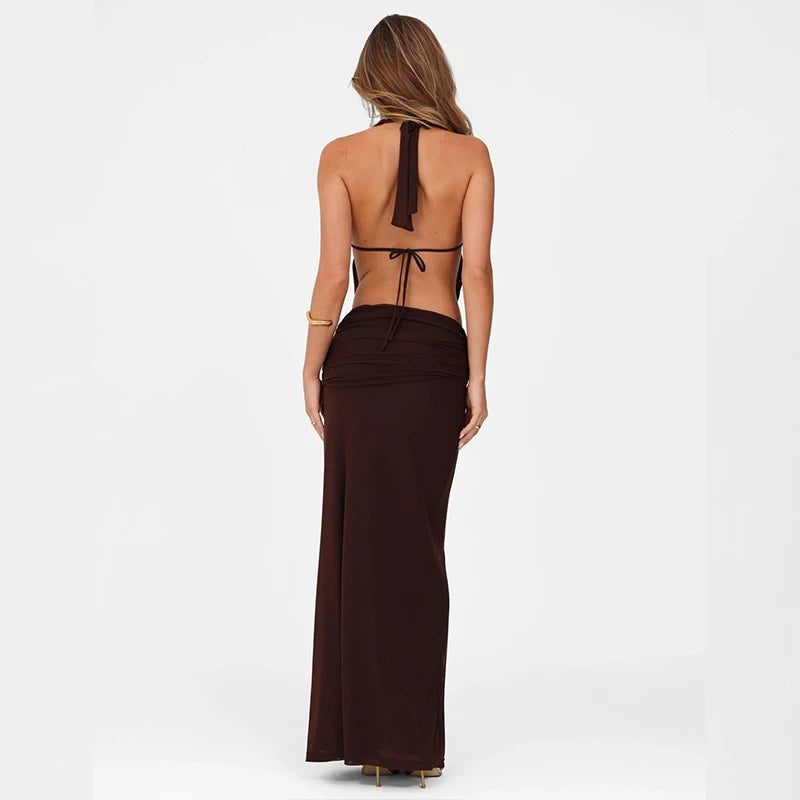 Vestido Longo com Saia Longa de Malha Fina - Quinley