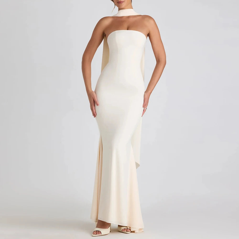 Vestido Longo Elegante sem Alças Moderno - Novalie