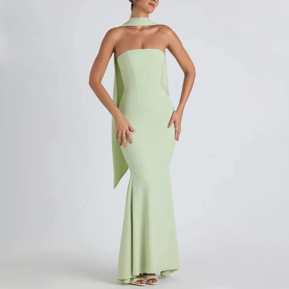 Vestido Longo Elegante sem Alças Moderno - Novalie