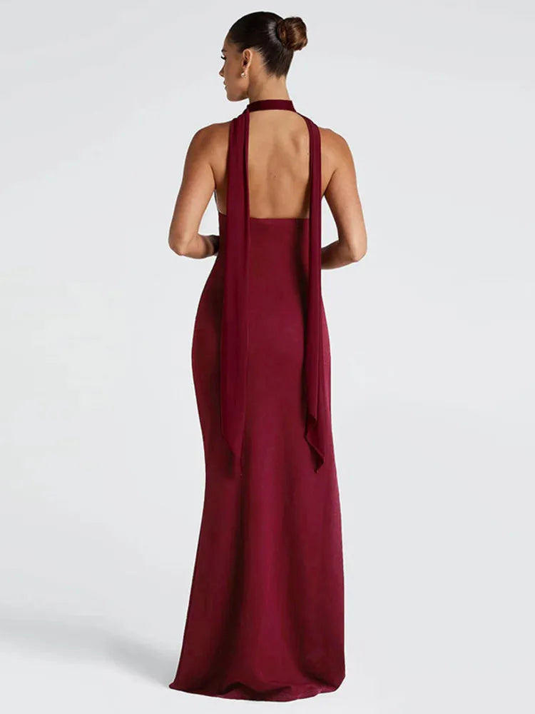 Vestido Longo Elegante sem Alças com Decote - Prisca