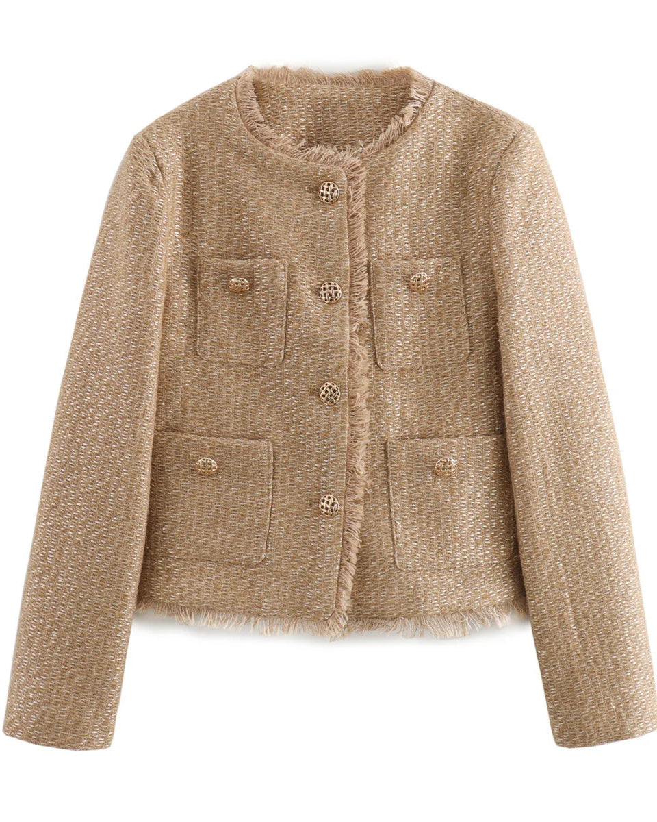 Jaqueta Feminina Cropped  em Lã - Ivy