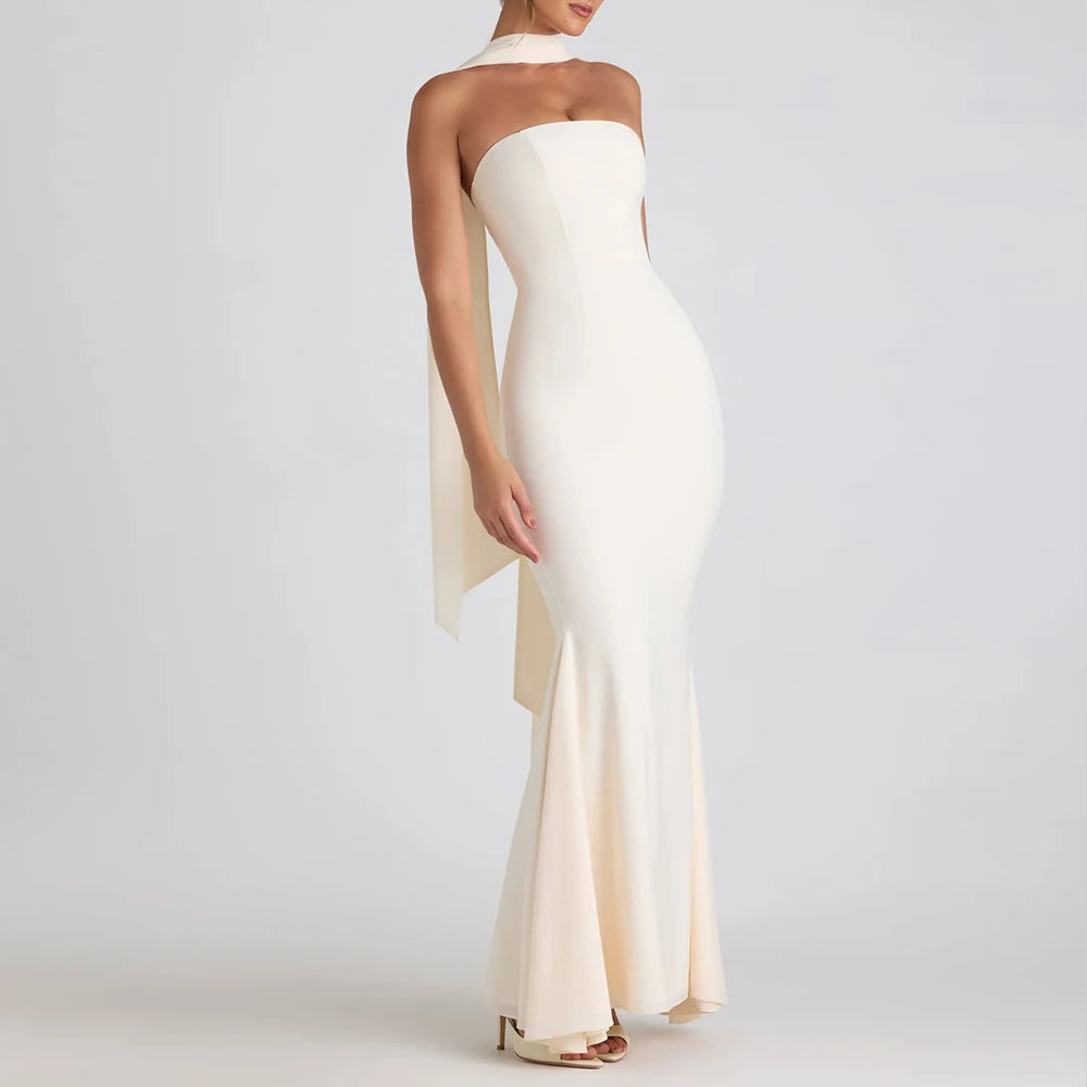 Vestido Longo Elegante sem Alças Moderno - Novalie