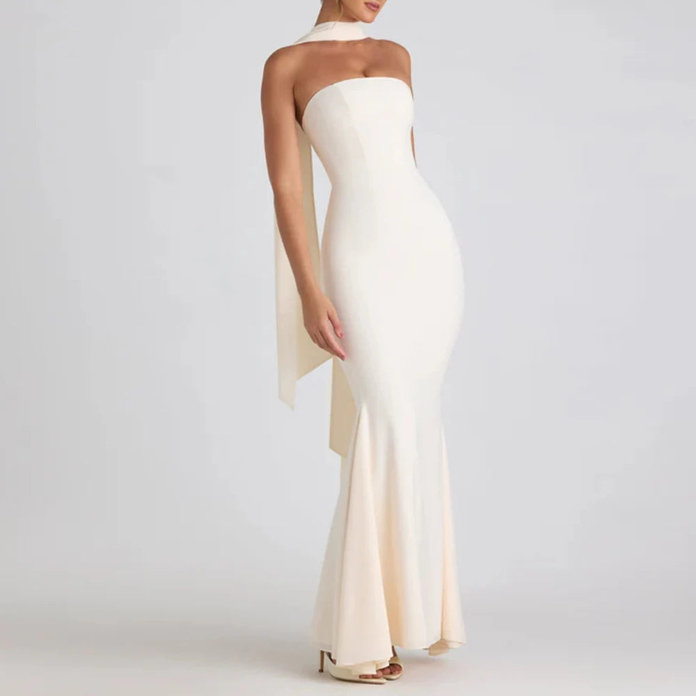 Vestido Longo Elegante sem Alças Moderno - Novalie