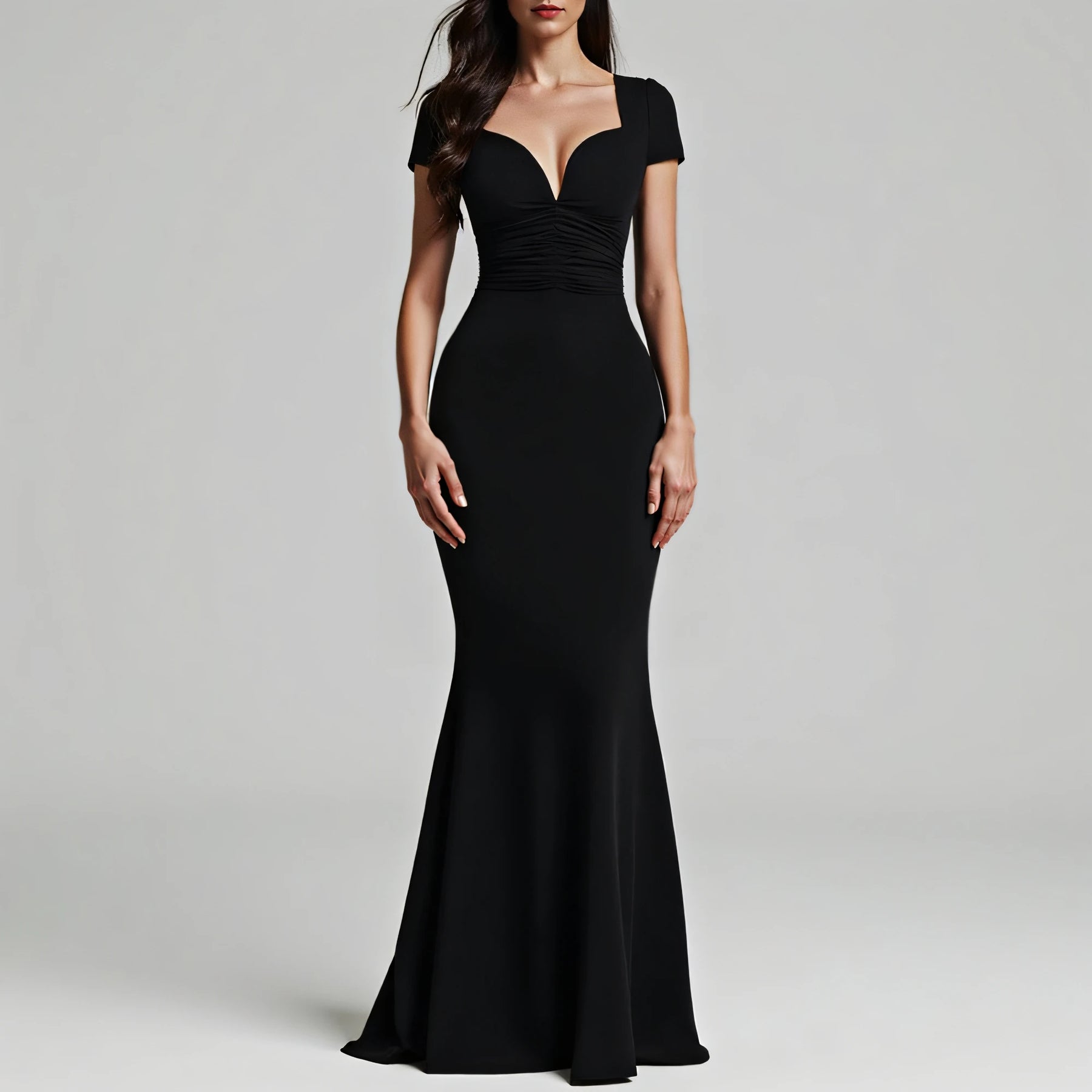 Vestido Longo Elegante com Decote - Kaela