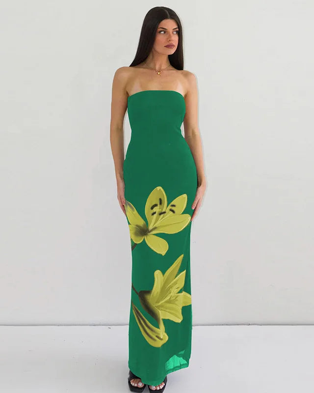 Vestido Longo com Estampa Floral Toque Natural - Greta