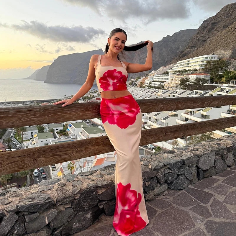 Vestido Longo Elegante com Estampa Floral - Lysandra