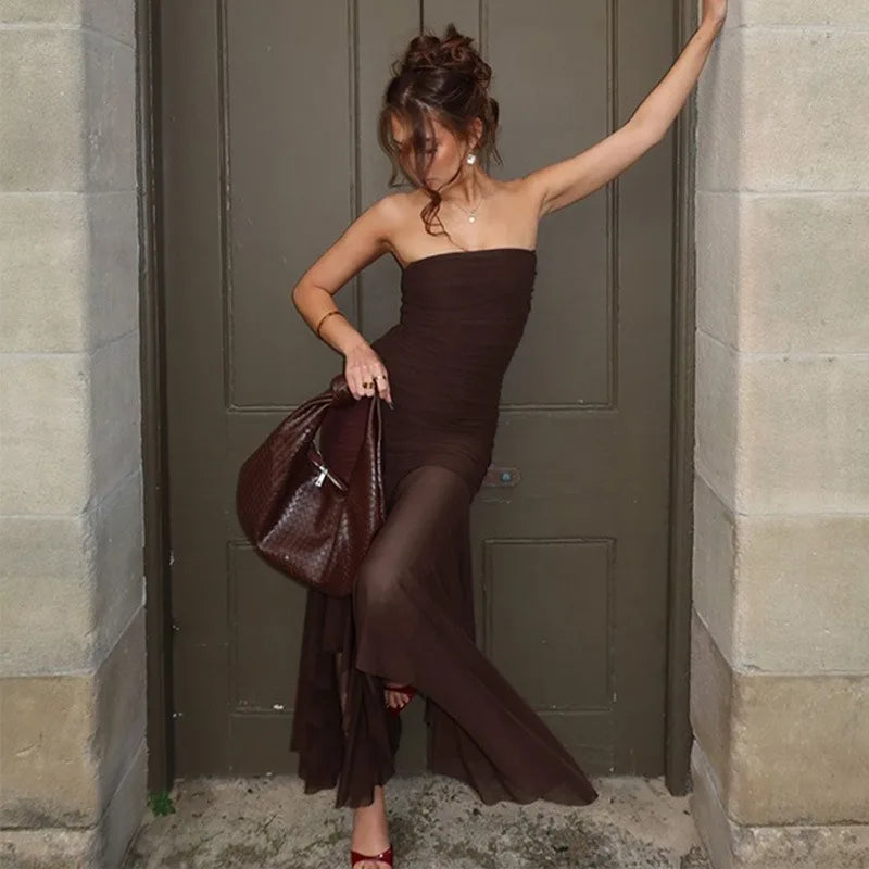 Vestido Longo Slim sem Mangas - Halia