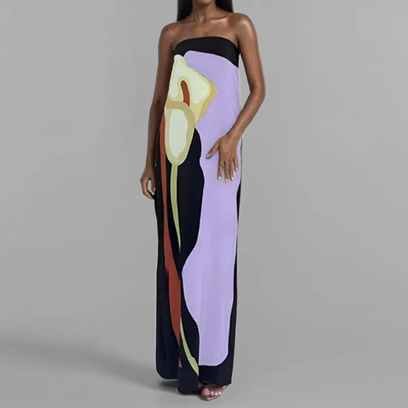 Vestido Longo Elegante com Estampa Floral - Isabeau