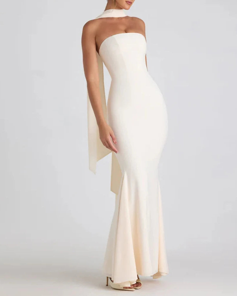 Vestido Longo Elegante sem Alças Moderno - Novalie