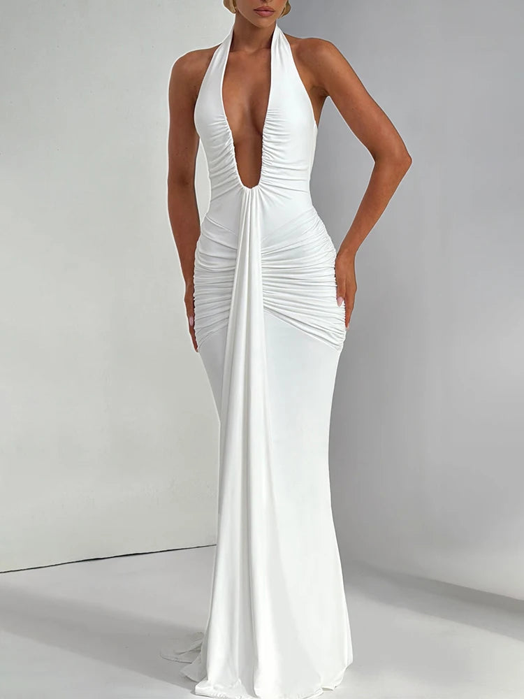 Vestido Longo sem Alças com Decote - Karina