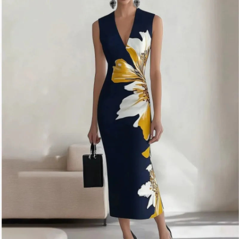 Vestido Longo Elegante com Estampa Floral - Gwenaelle