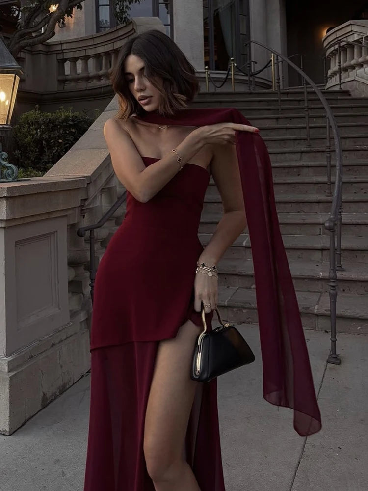 Vestido Longo sem Alças Elegante - Elspeth