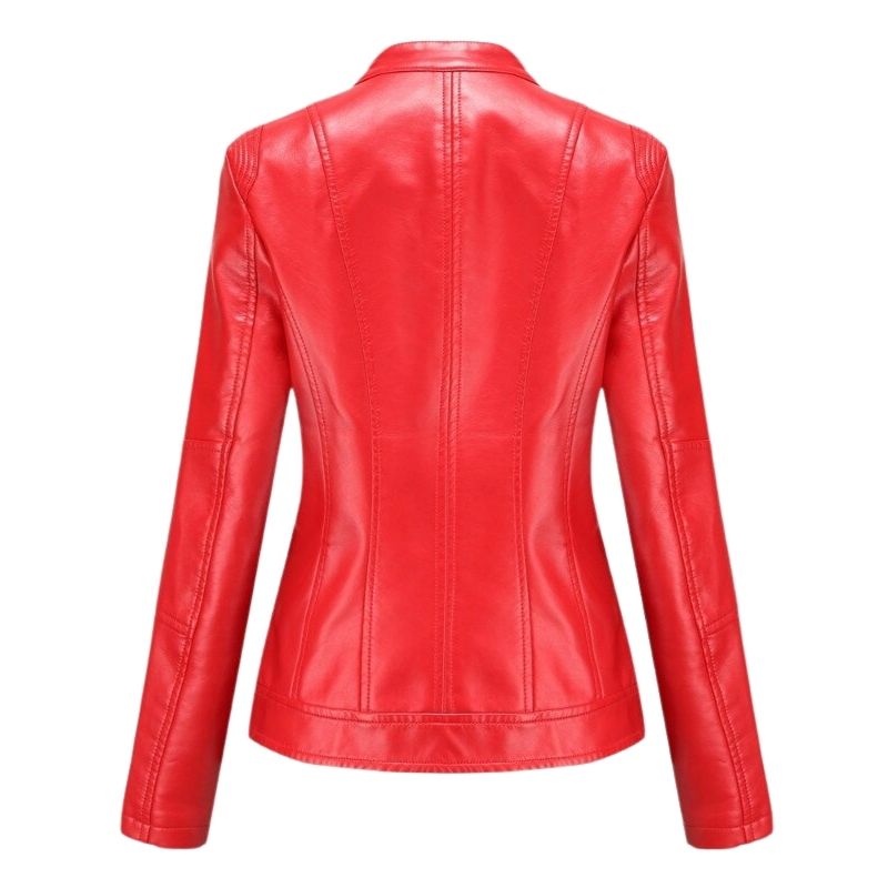 Jaqueta Feminina de Couro Gola Alta - Talita