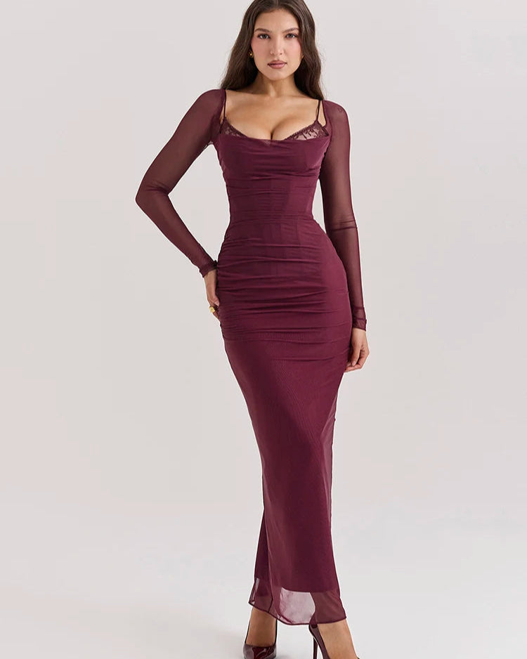 Vestido Longo com Manga Comprida Amara - PRIME