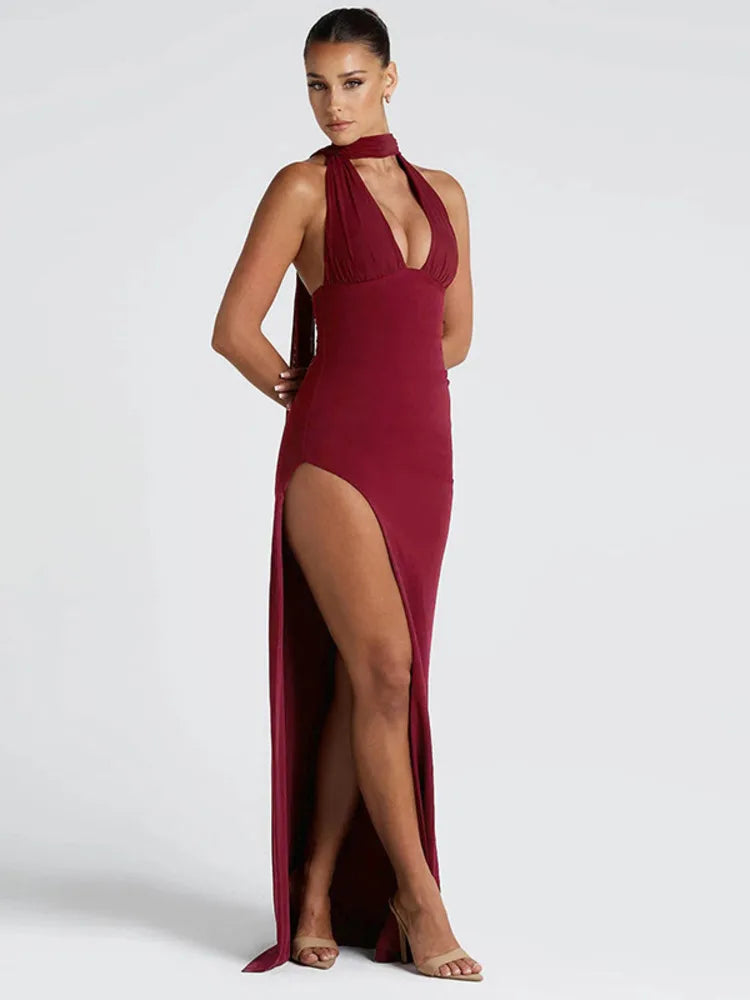 Vestido Longo Elegante sem Alças com Decote - Prisca