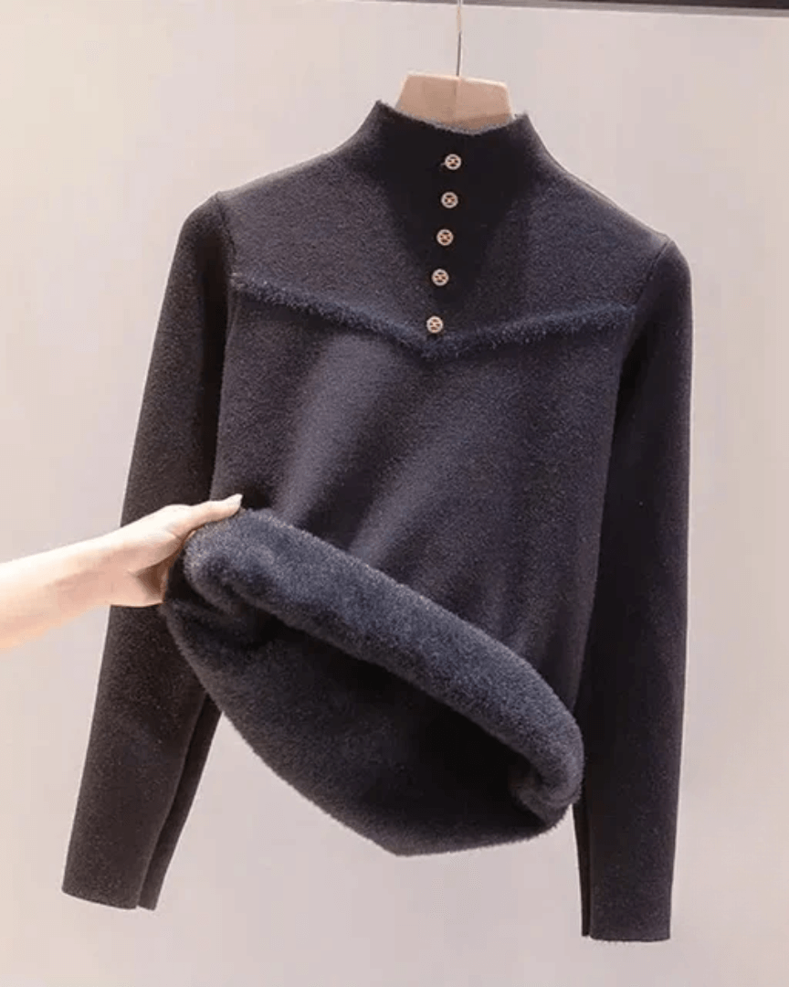 Suéter Feminino Peluciado com Botões - Yasmin