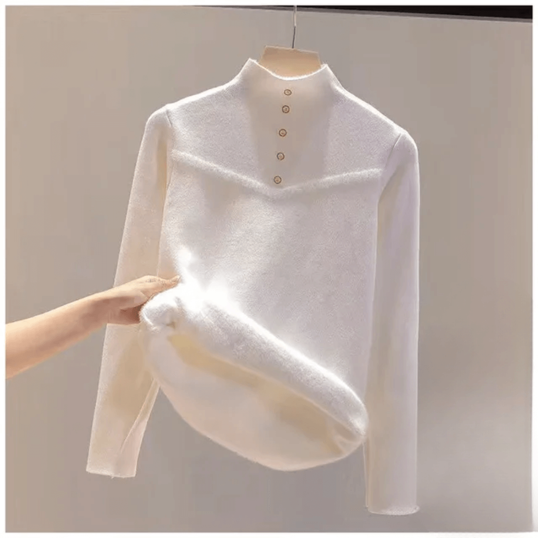 Suéter Feminino Peluciado com Botões - Yasmin