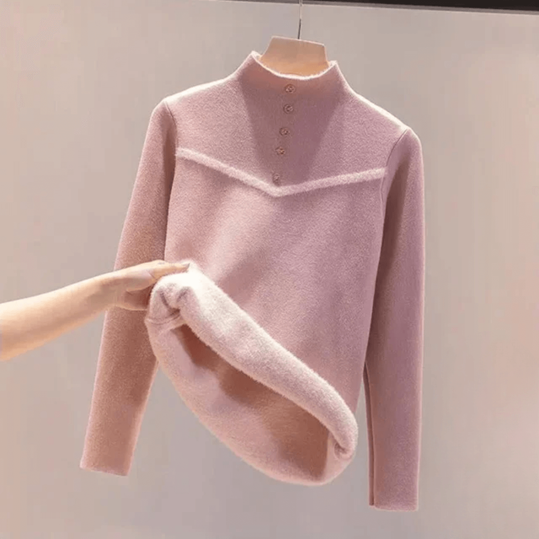 Suéter Feminino Peluciado com Botões - Yasmin