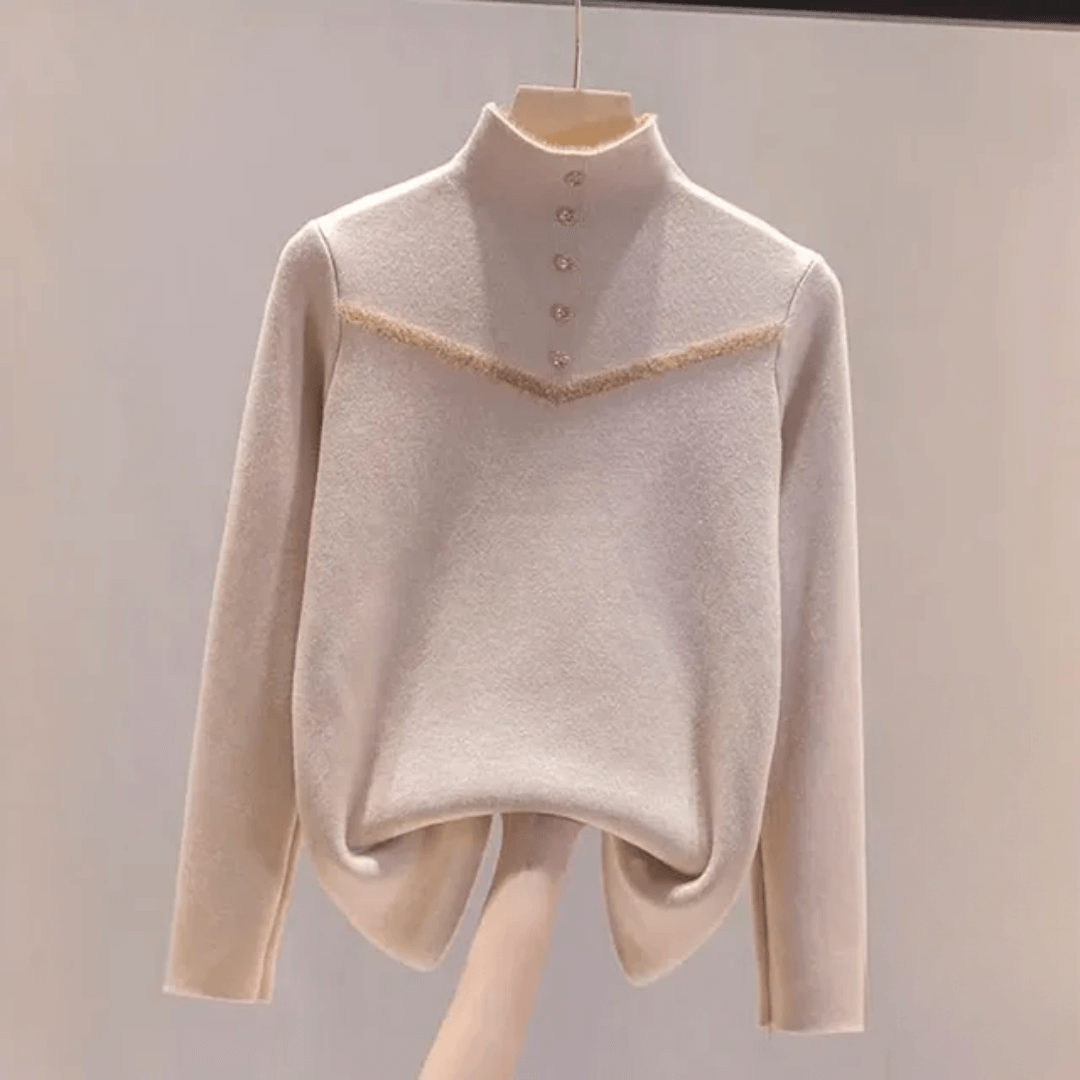 Suéter Feminino Peluciado com Botões - Yasmin