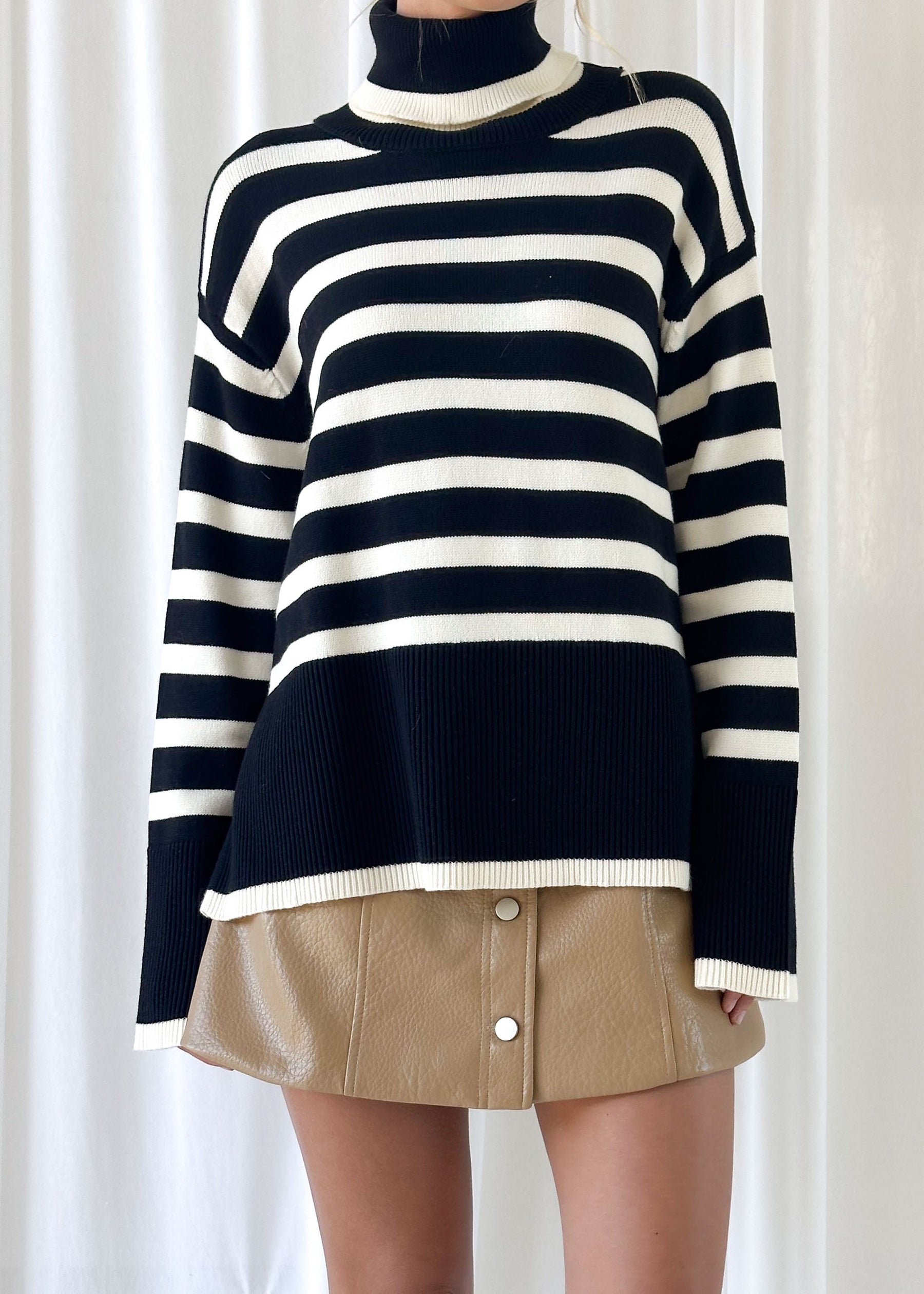 Suéter Feminino Listrado Oversize - Fashion Lux