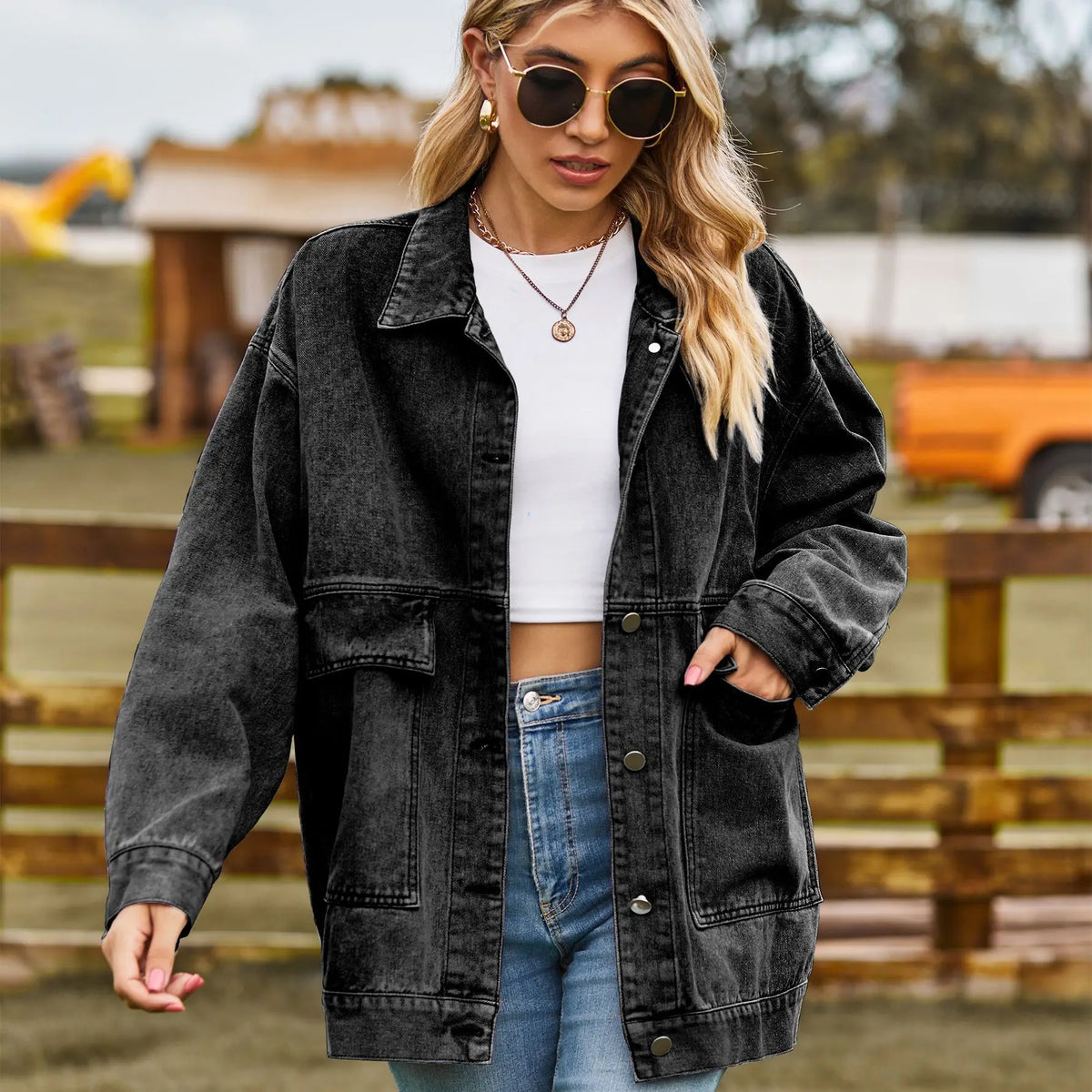 Jaqueta Feminina Jeans Manga Longa - Manuela