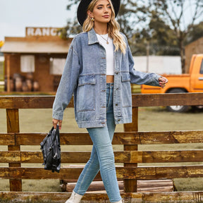 Jaqueta Feminina Jeans Manga Longa - Manuela