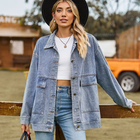 Jaqueta Feminina Jeans Manga Longa - Manuela