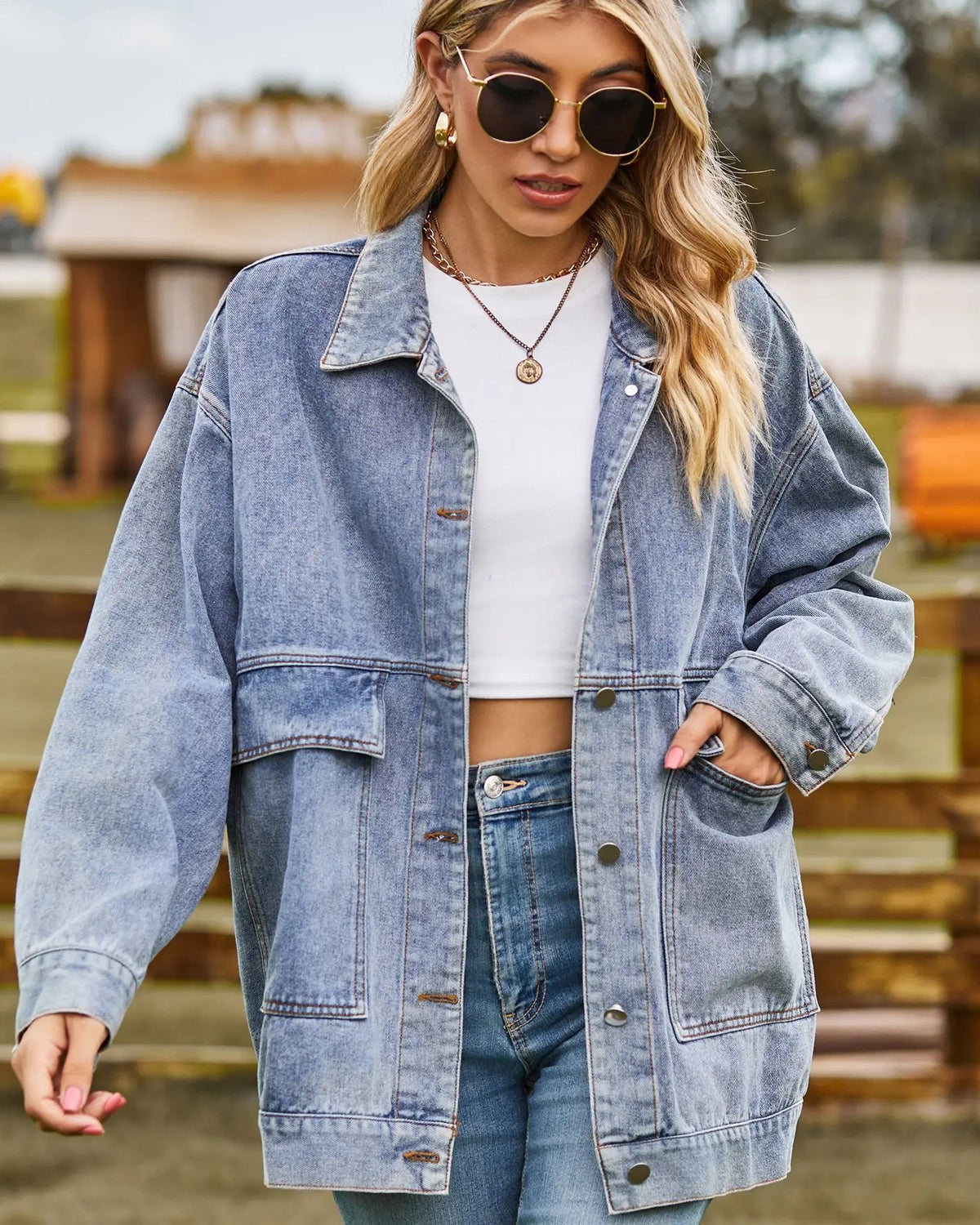 Jaqueta Feminina Jeans Manga Longa - Manuela