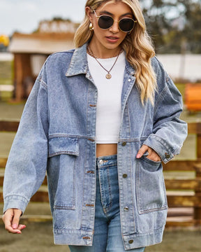 Jaqueta Feminina Jeans Manga Longa - Manuela