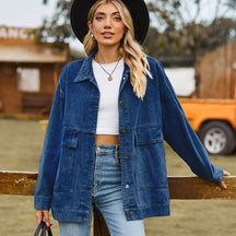 Jaqueta Feminina Jeans Manga Longa - Manuela