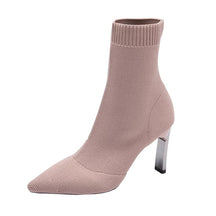 Bota Feminina de Inverno Meia Tecido Elástico - Ivory Lace
