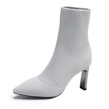 Bota Feminina de Inverno Meia Tecido Elástico - Ivory Lace