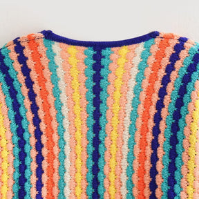 Casaco Feminino em Tricot Vibrante com Listras – Brigitte