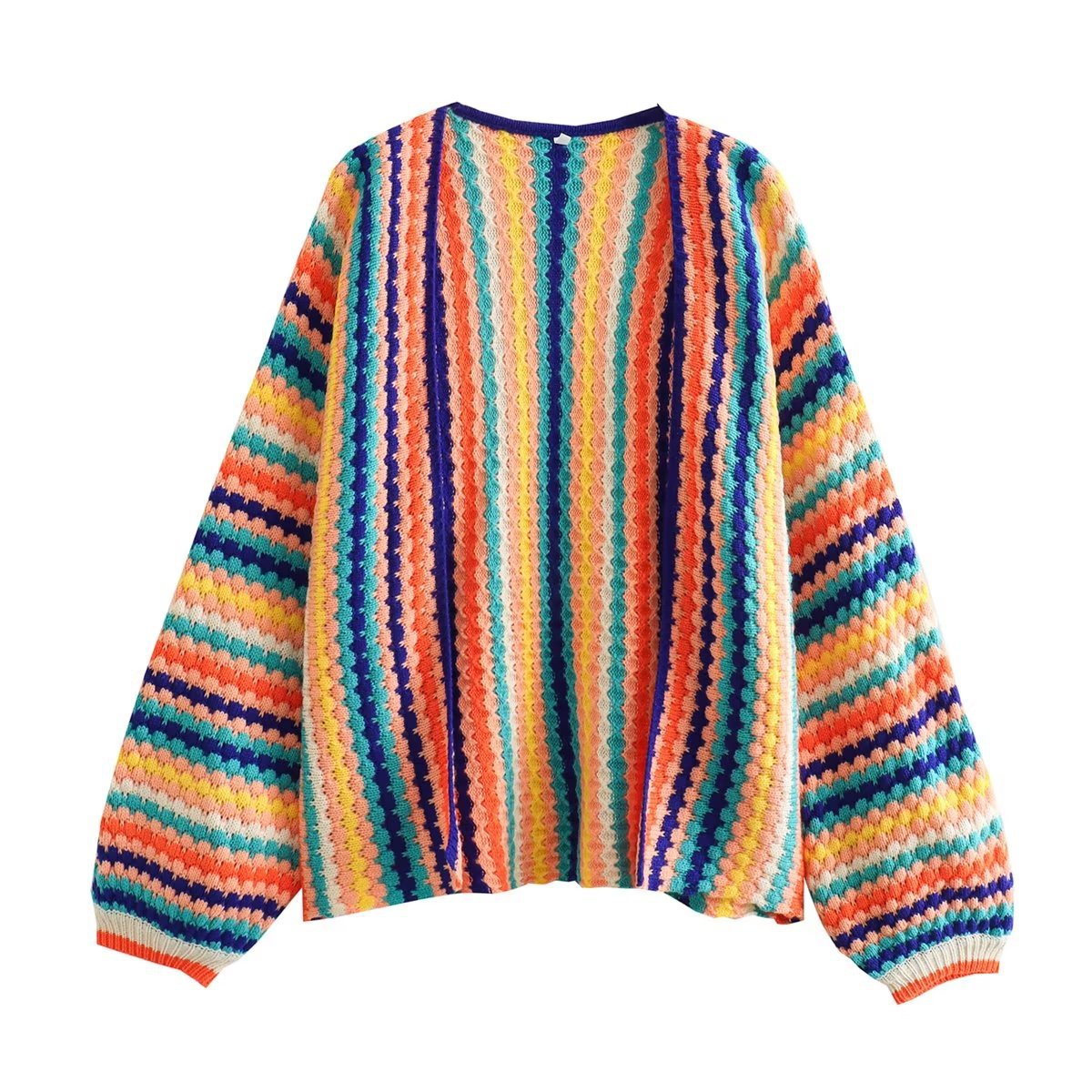 Casaco Feminino em Tricot Vibrante com Listras – Brigitte
