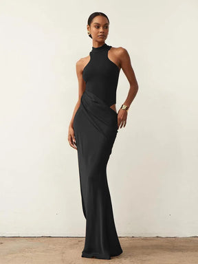 Vestido Longo sem Mangas de Cetim - Ruby