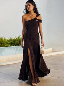Vestido Longo Plissado sem Alças - Nereida