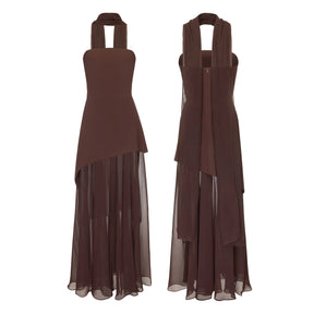 Vestido Longo Elegante com Cachecol - Lysandra